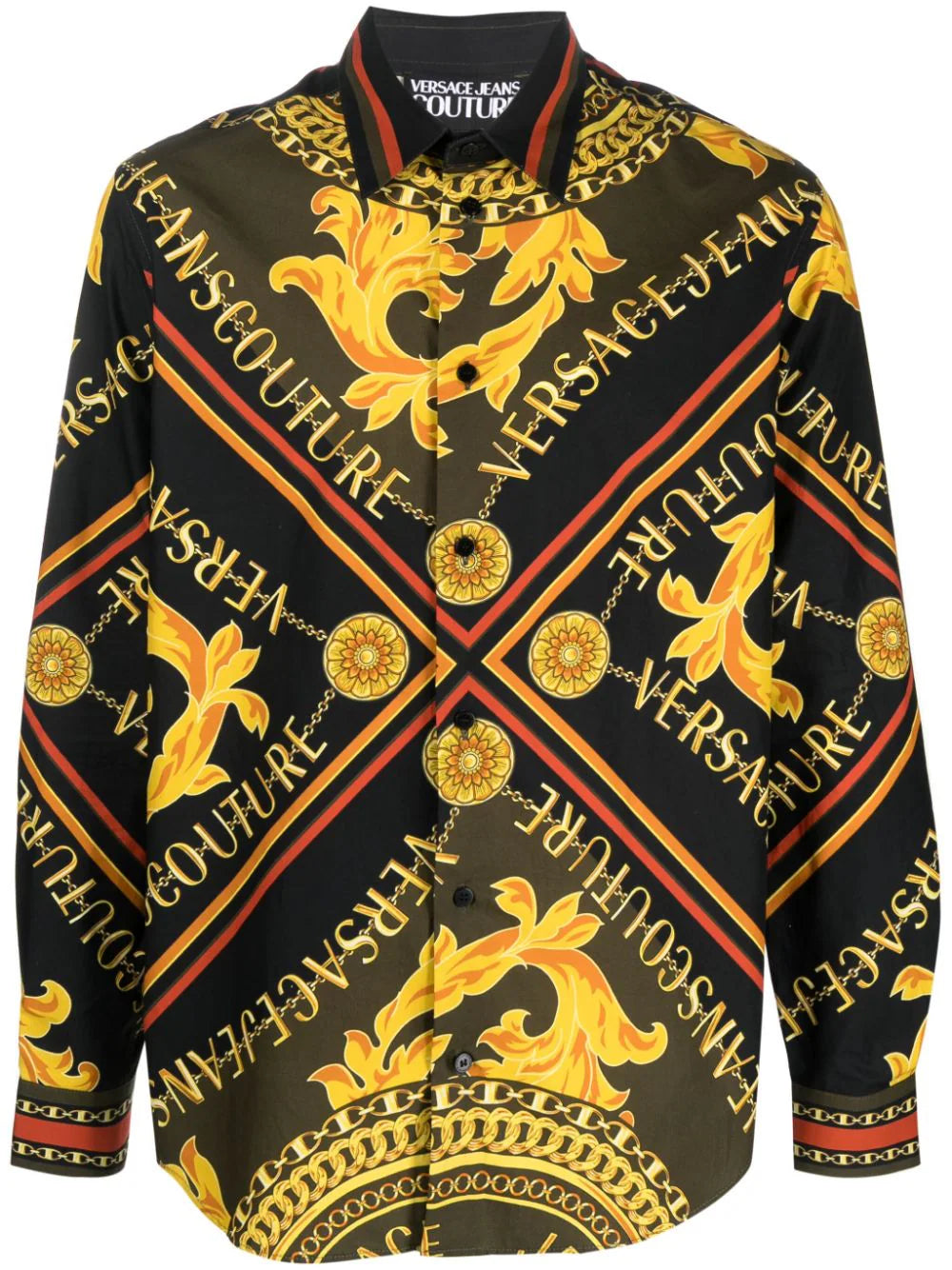 Chain Couture-print cotton shirt