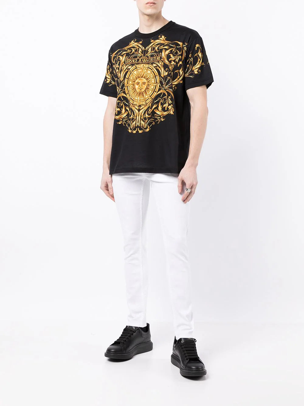 Black Barocco Print T-shirt