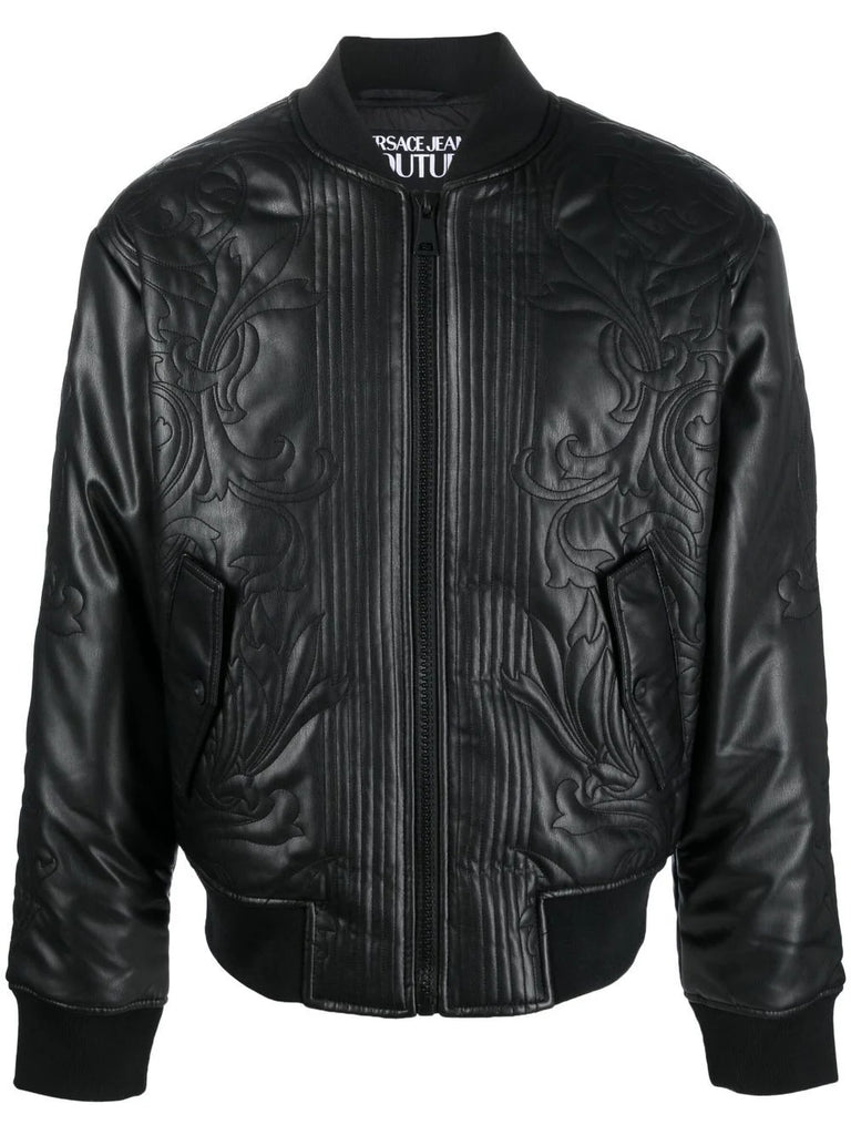 Pre-order) Ennio Faux-Leather Bomber Jacket, Mahogany – SourceUnknown