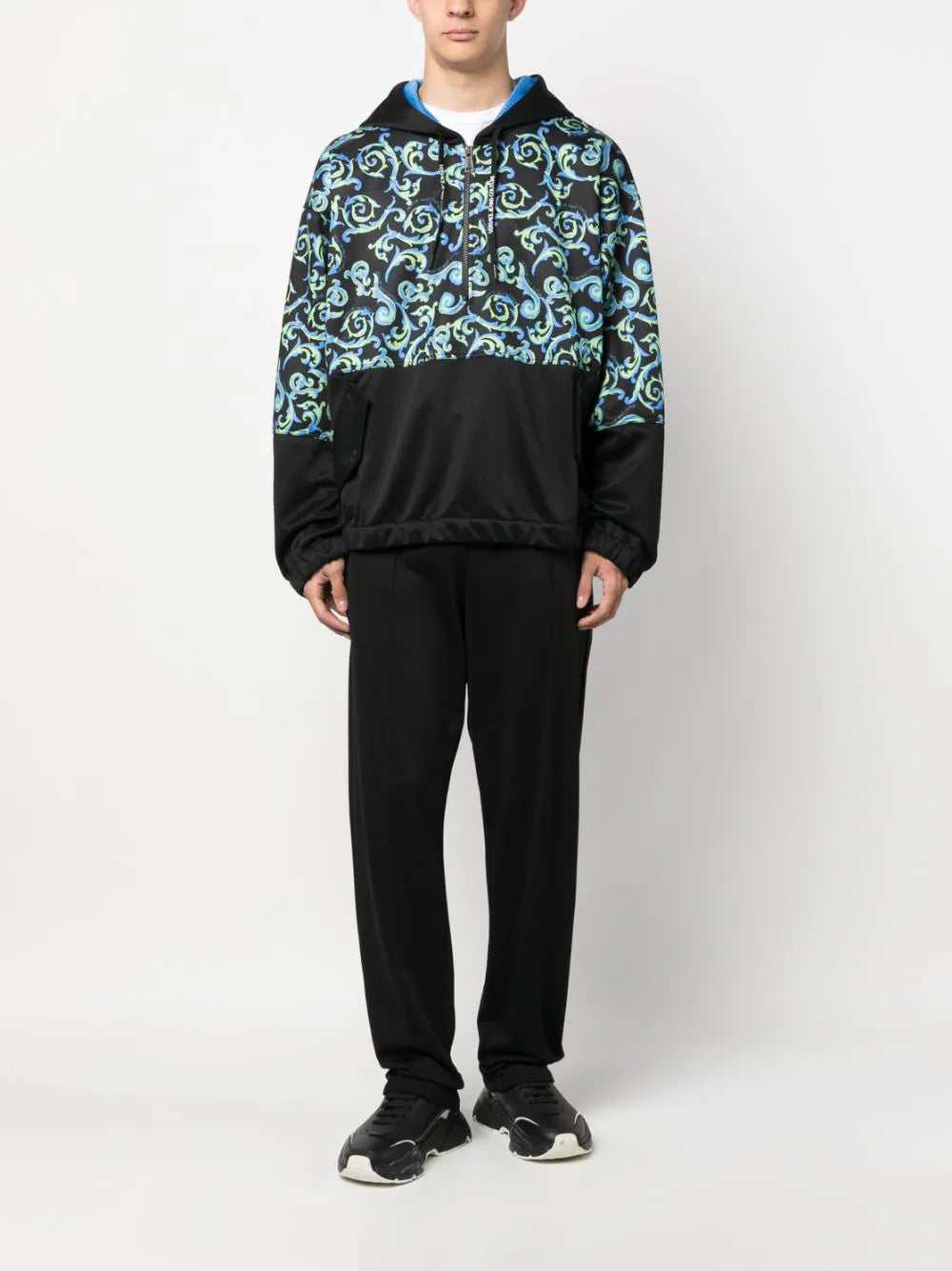 Baroque-Pattern Hooded Jacket