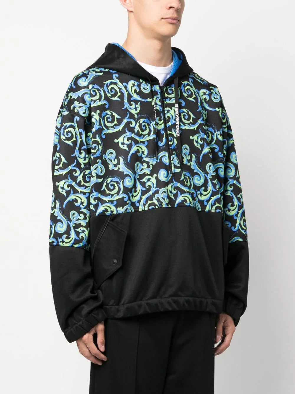baroque-pattern hooded jacket