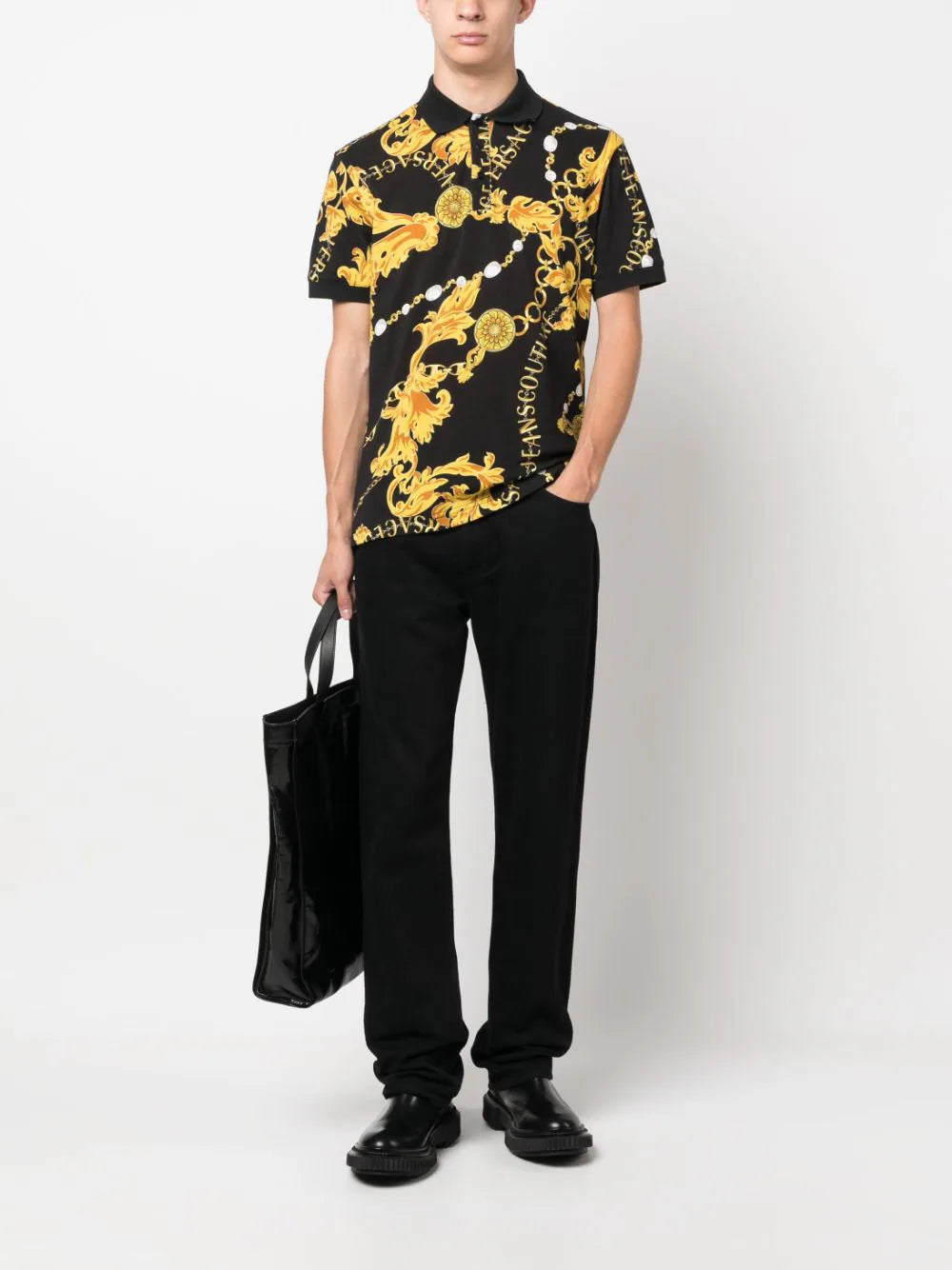 baroque-pattern polo shirt