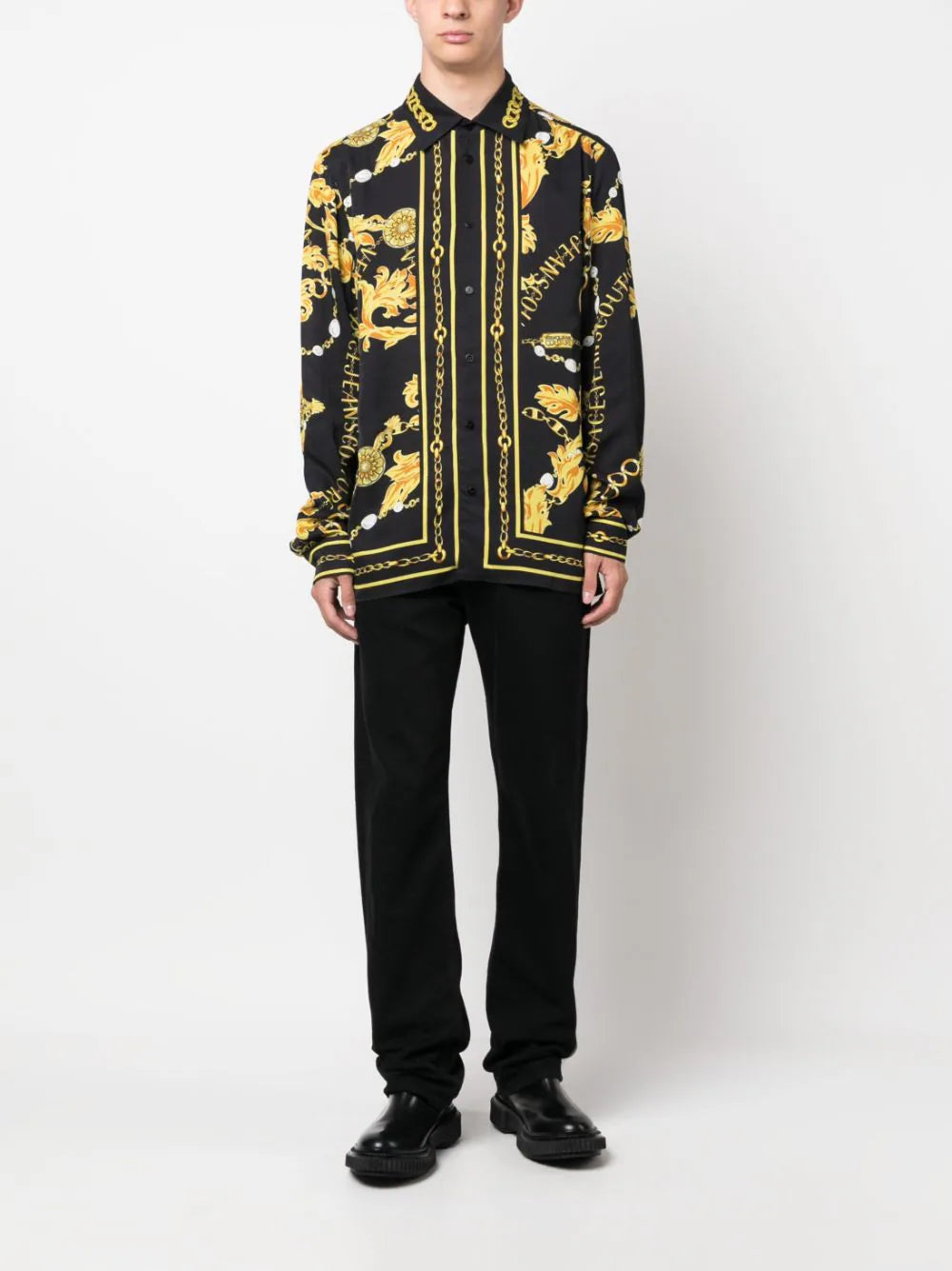 baroque-pattern long-sleeve shirt