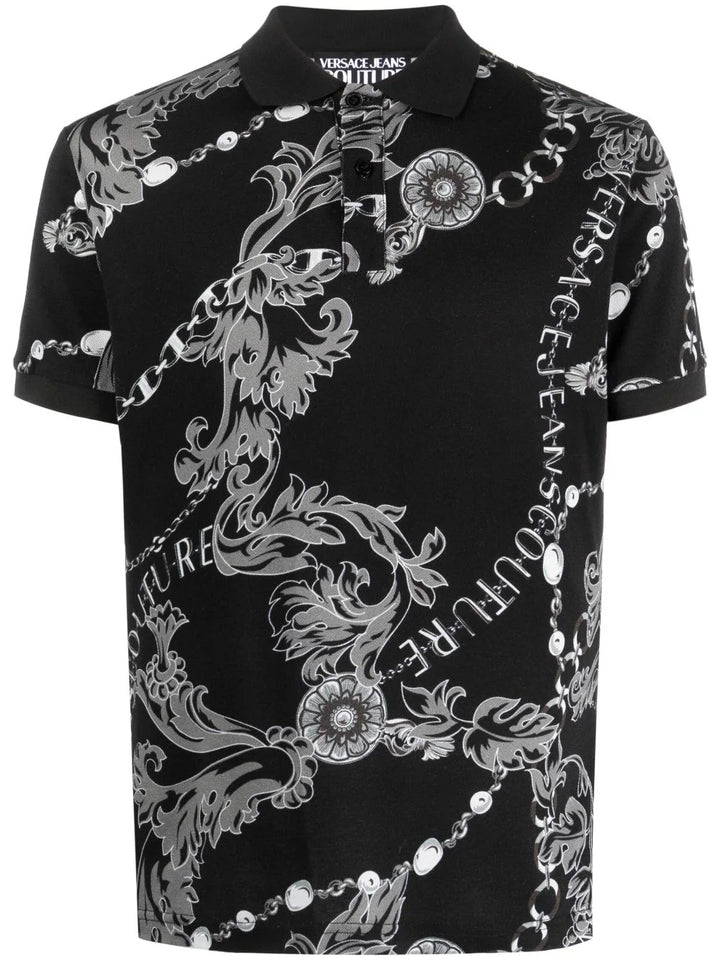 baroque-pattern print polo shirt