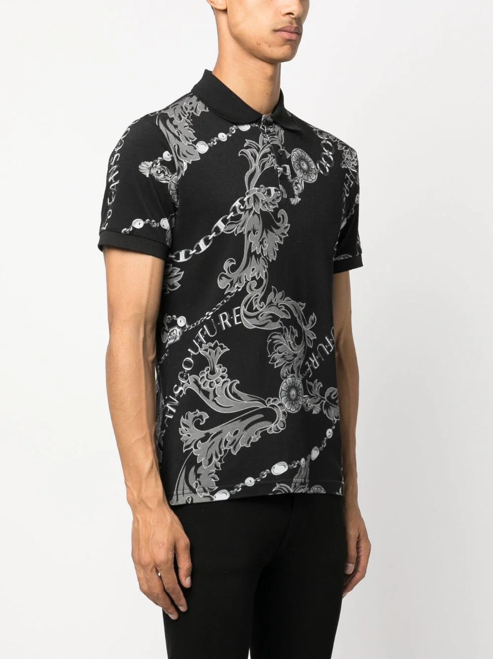 baroque-pattern print polo shirt