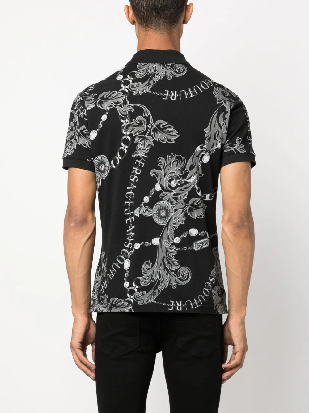 baroque-pattern print polo shirt