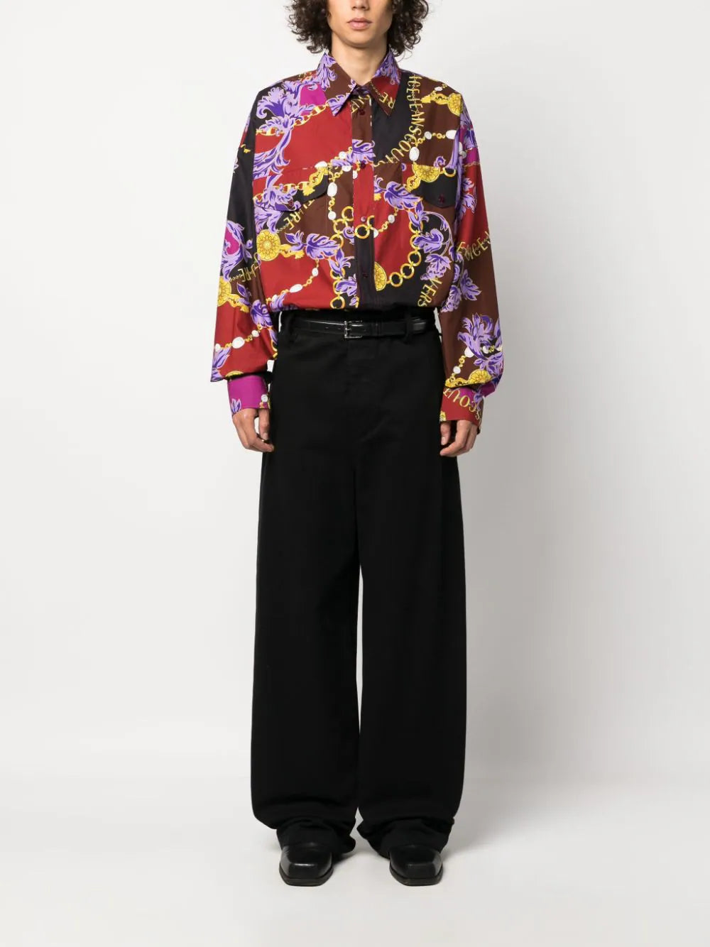 Chain Couture-print cotton shirt