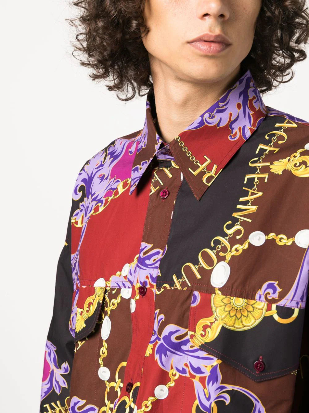 Chain Couture-print cotton shirt