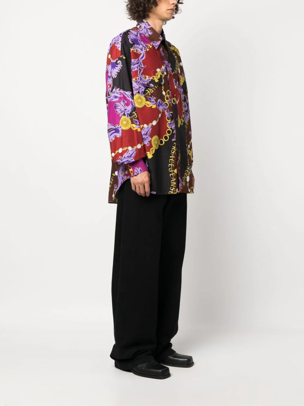 Chain Couture-print cotton shirt