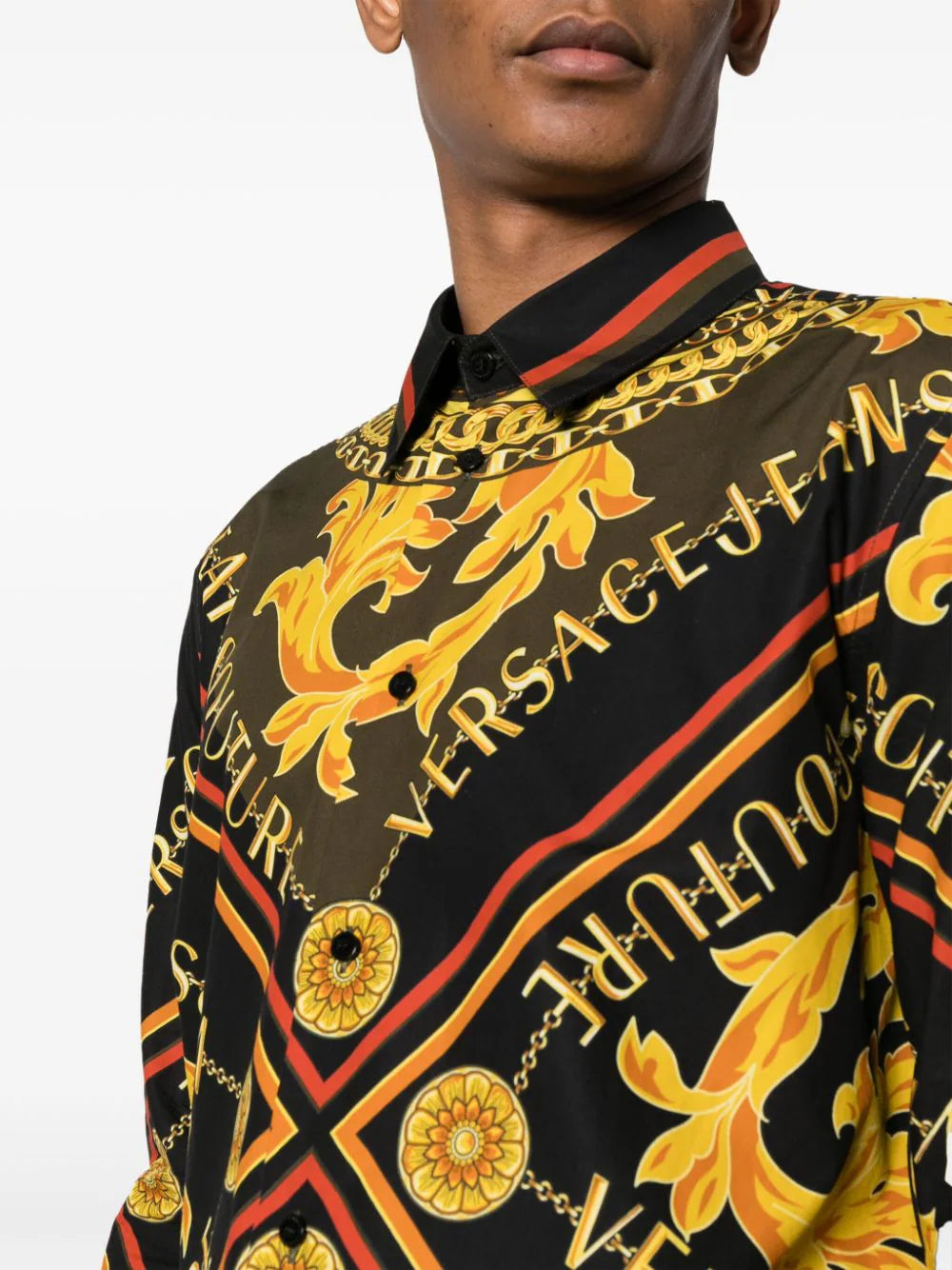 Chain Couture-print cotton shirt