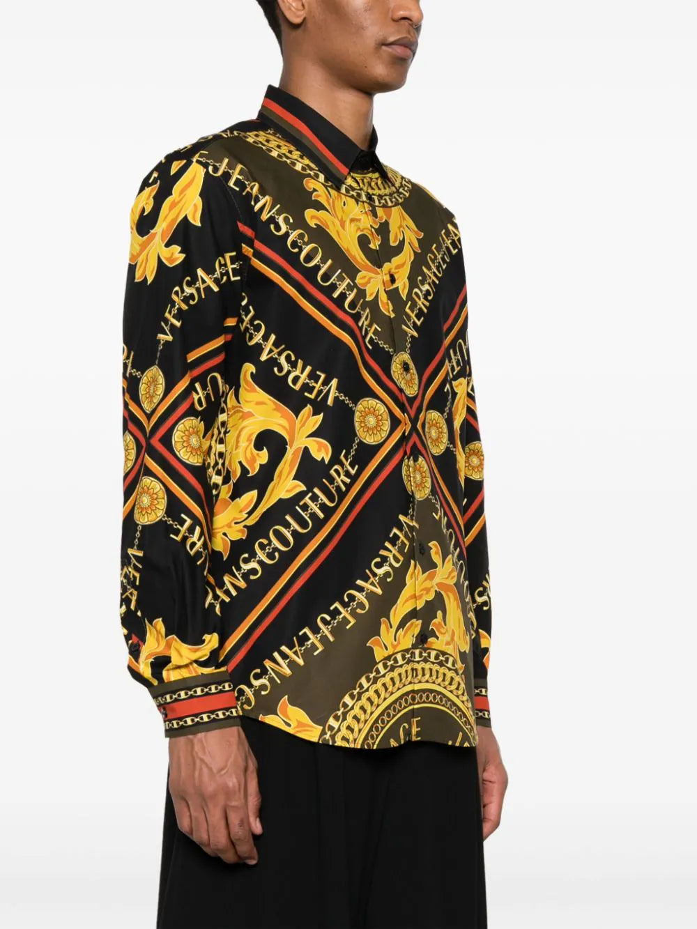 Chain Couture-print cotton shirt