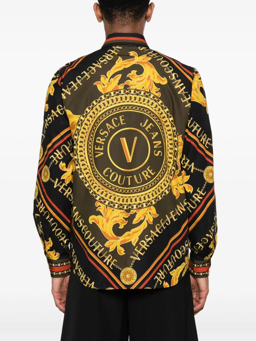 Chain Couture-print cotton shirt
