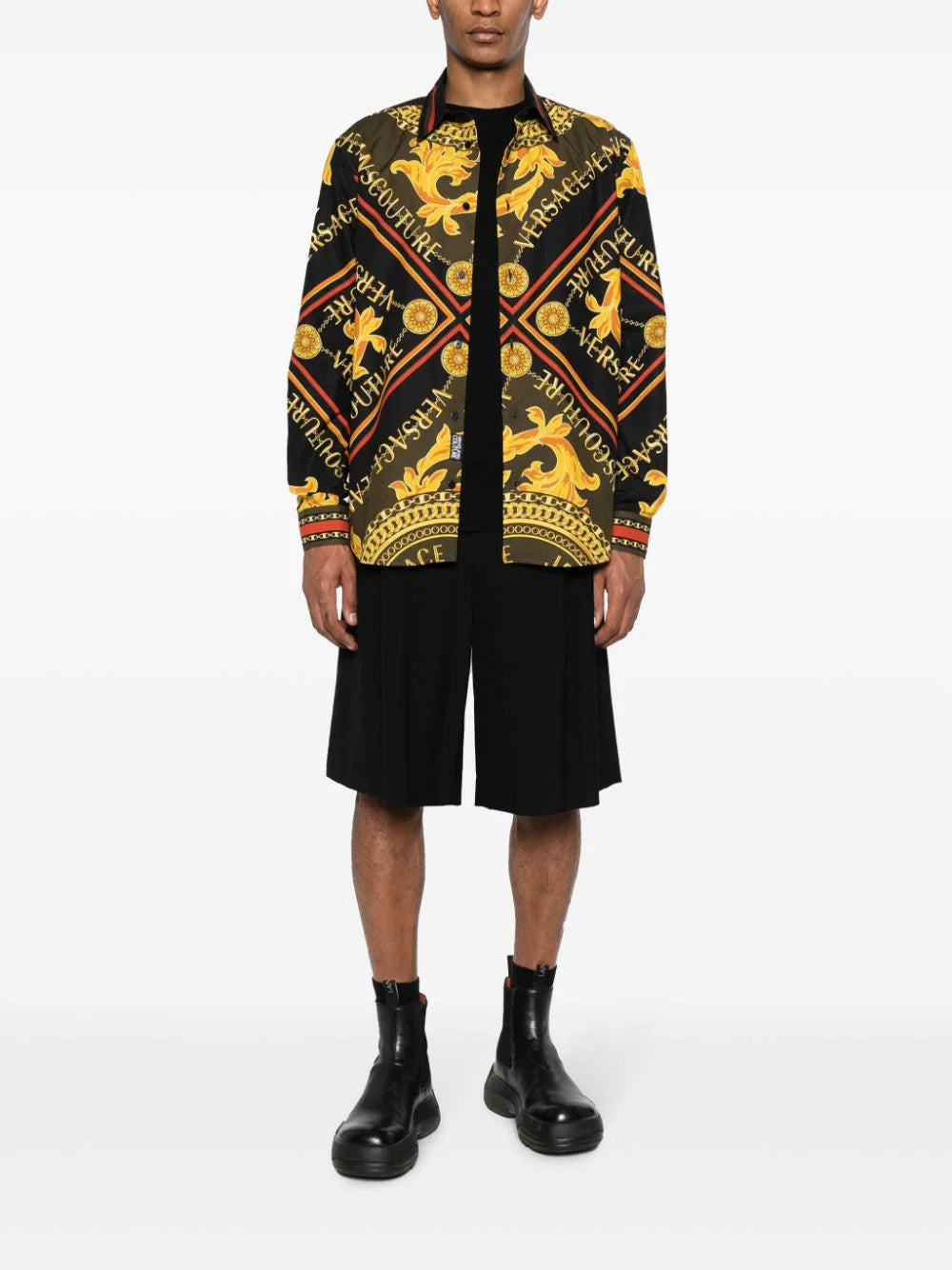 Chain Couture-print cotton shirt