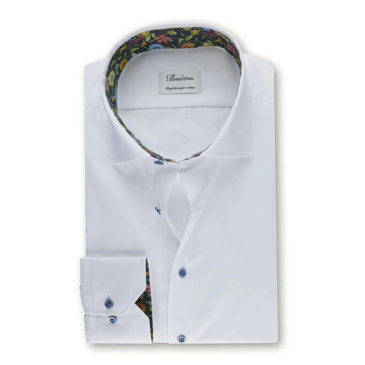 WHITE CONTRAST TWILL SHIRT