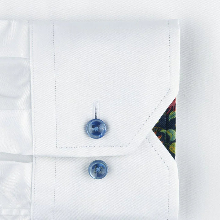 WHITE CONTRAST TWILL SHIRT