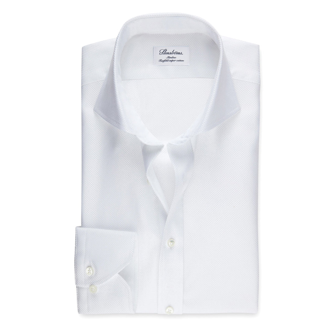 White Textured Twill Shirt