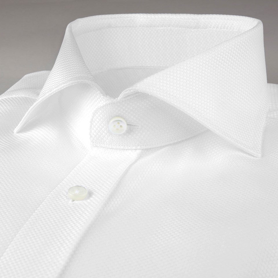 White Textured Twill Shirt