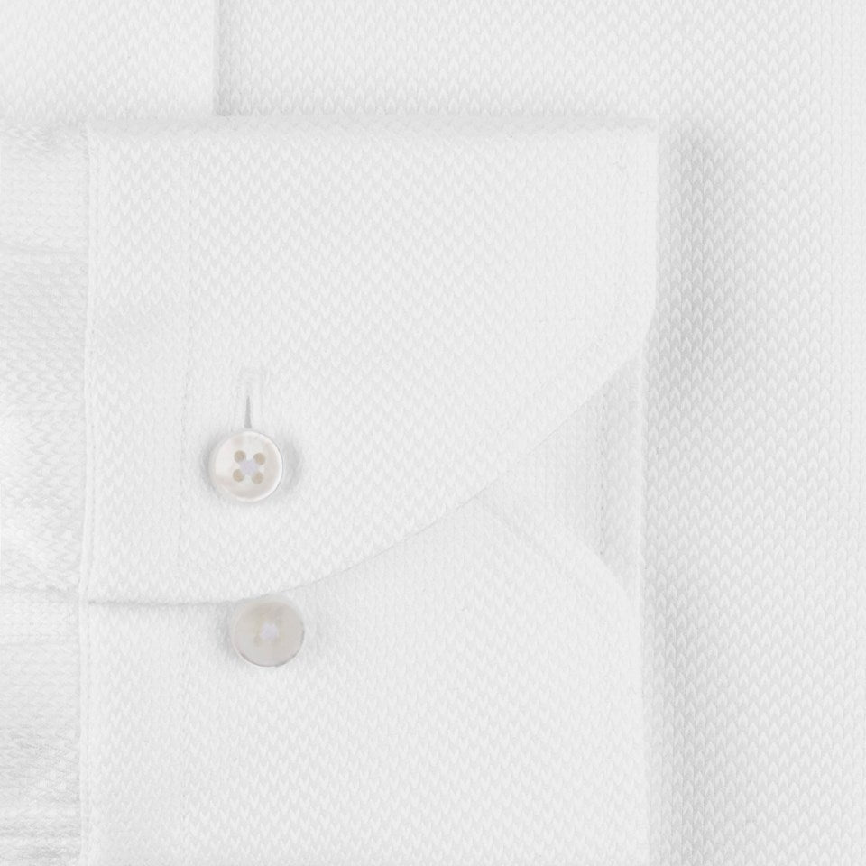 White Textured Twill Shirt
