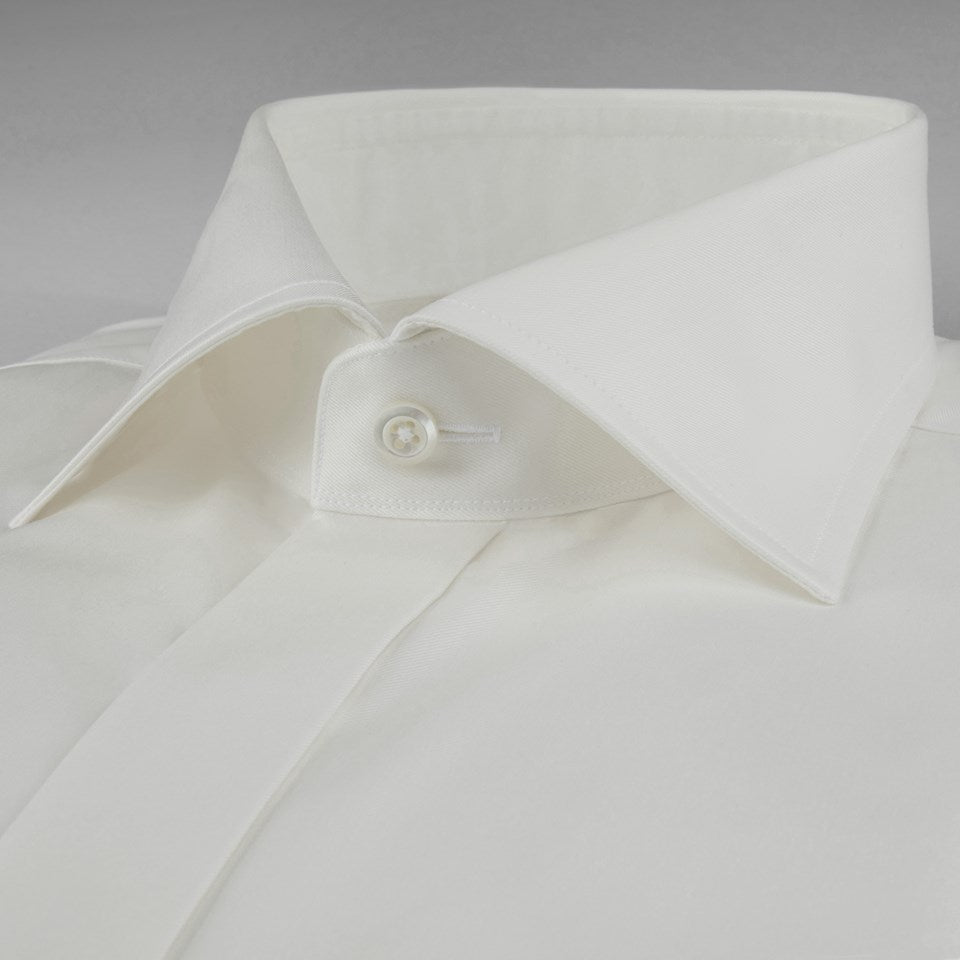 Off White Twill Evening Shirt, French Cuffs