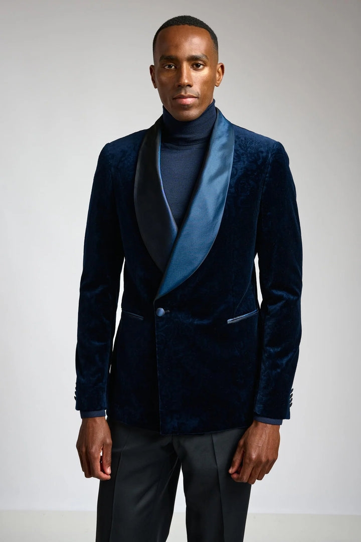 NAVY VELVET TUXEDO JACKET+PANTS