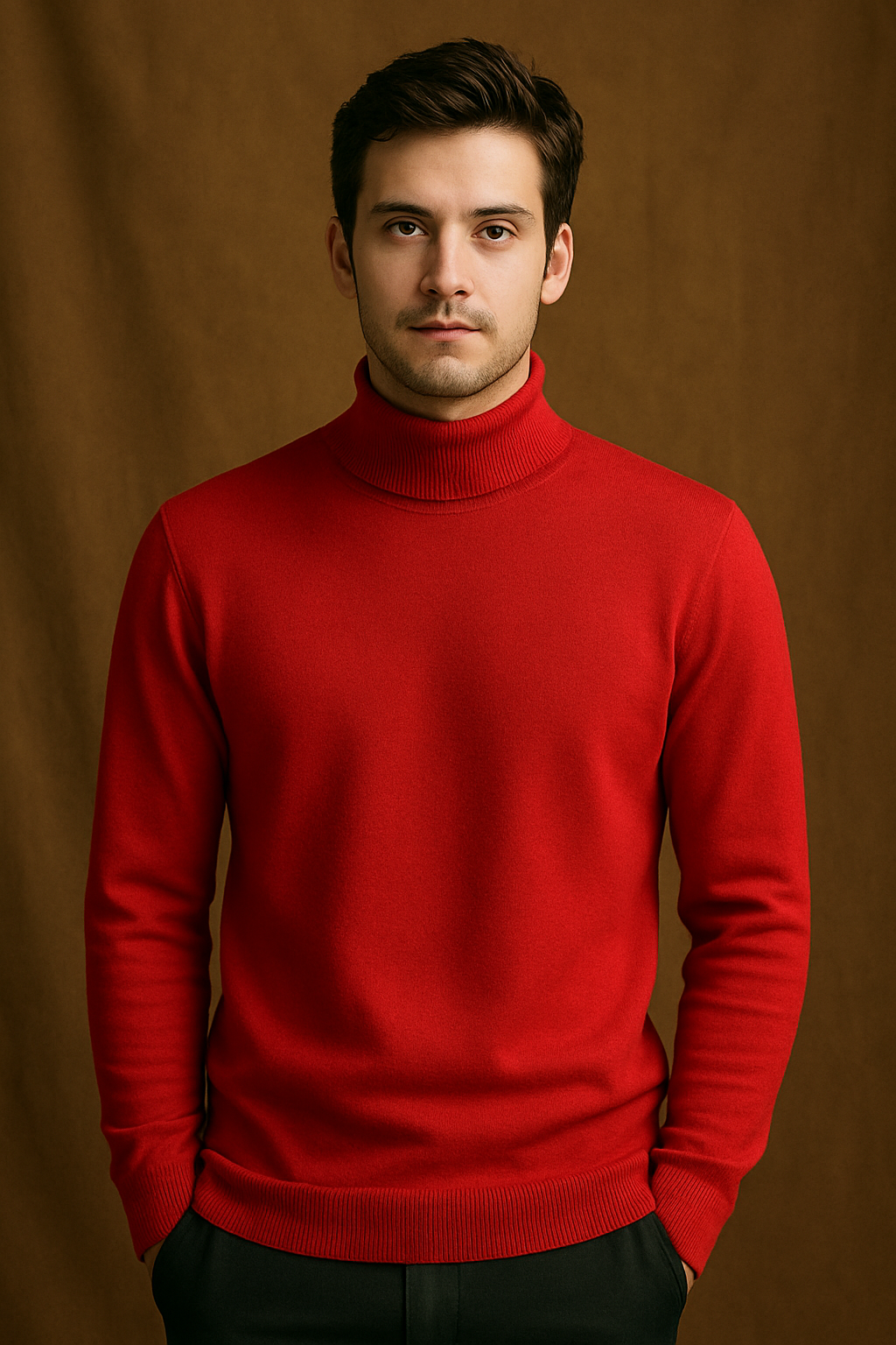 Classic Red WoolBlend Turtleneck