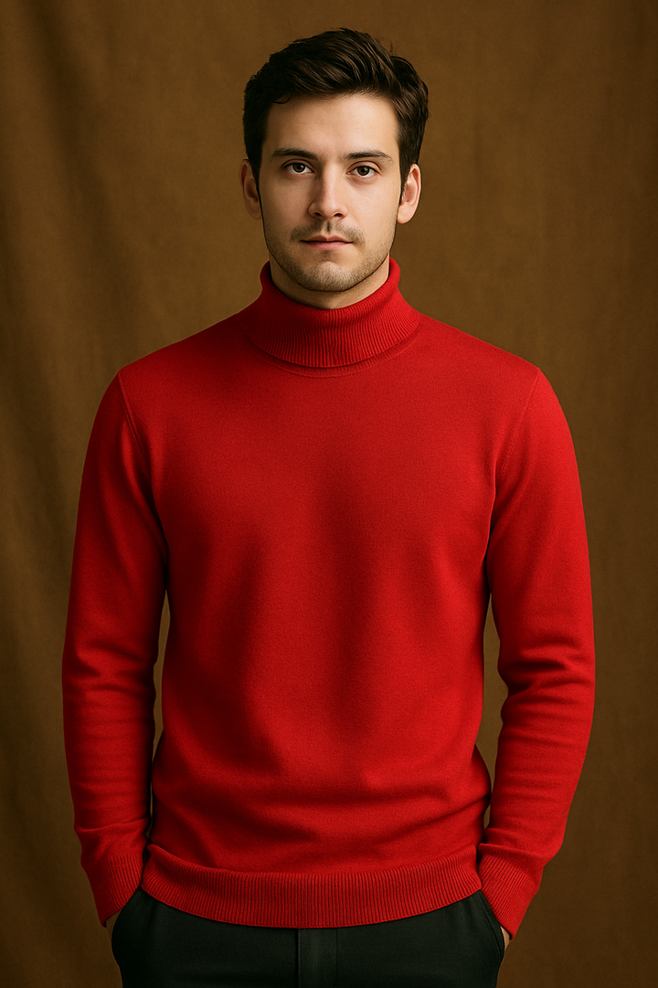 Classic Red WoolBlend Turtleneck