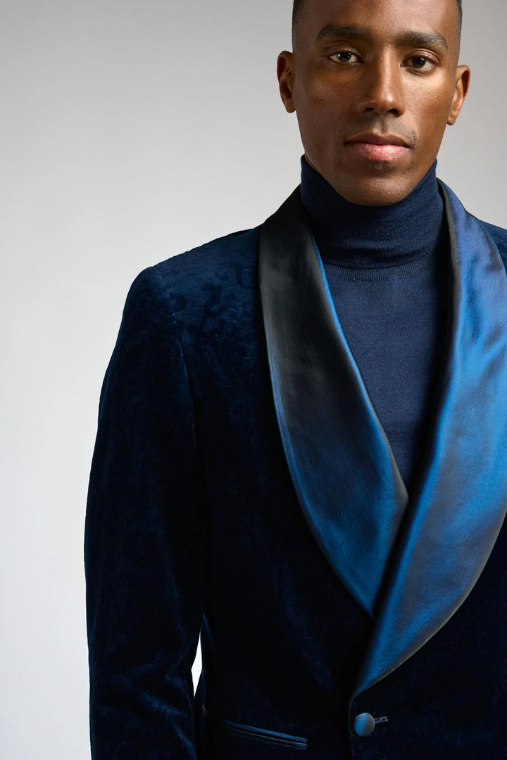 NAVY VELVET TUXEDO JACKET+PANTS