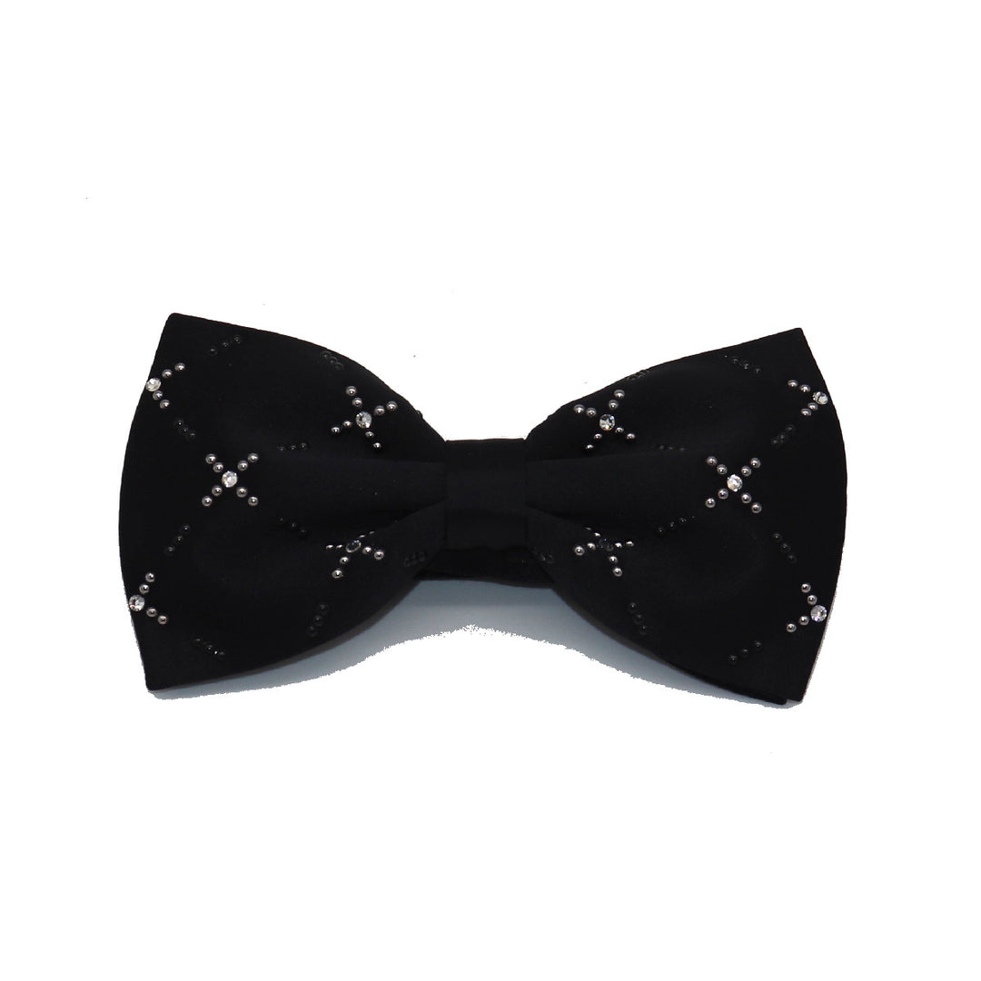 Silk bow tie with black and white Swarovski crystals