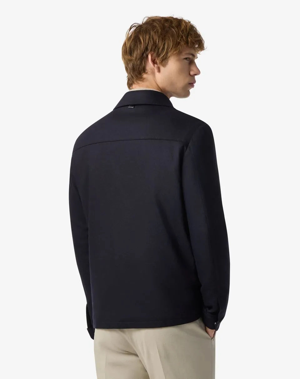 Blue wool and stretch cashmere jacket