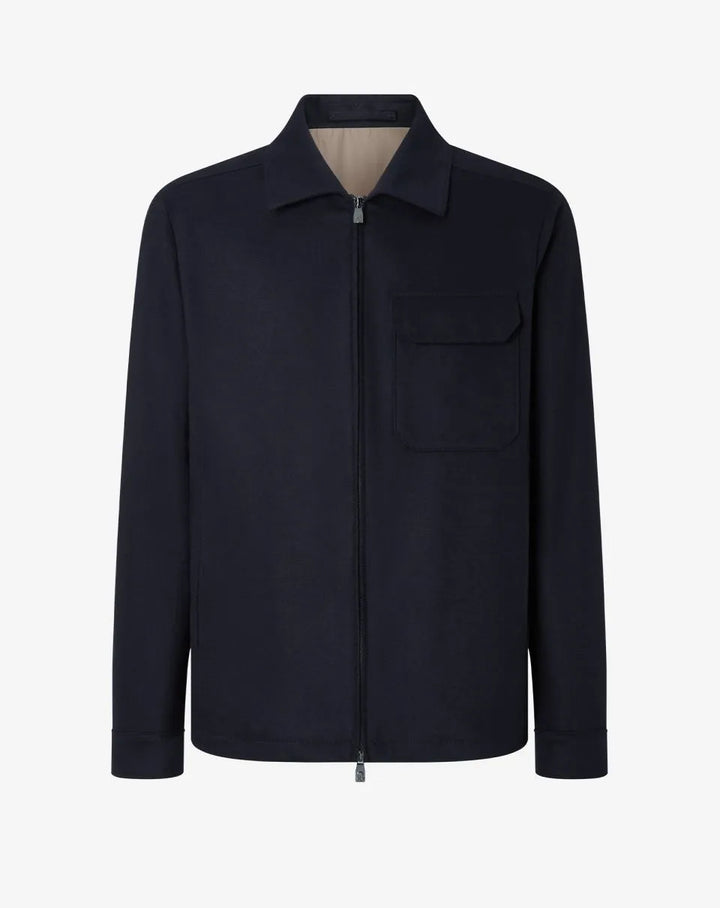 Blue wool and stretch cashmere jacket