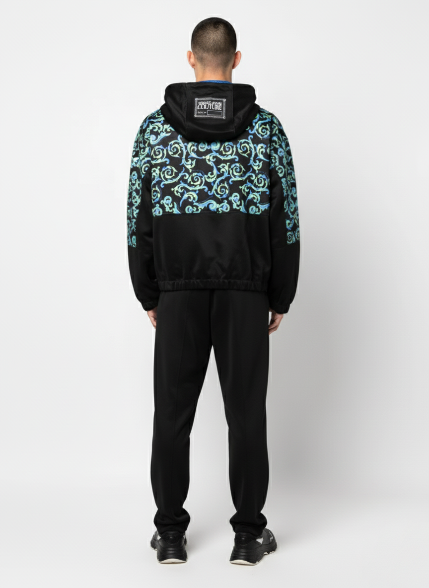 Baroque-Pattern Hooded Jacket