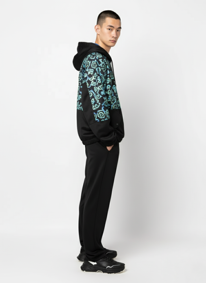 Baroque-Pattern Hooded Jacket