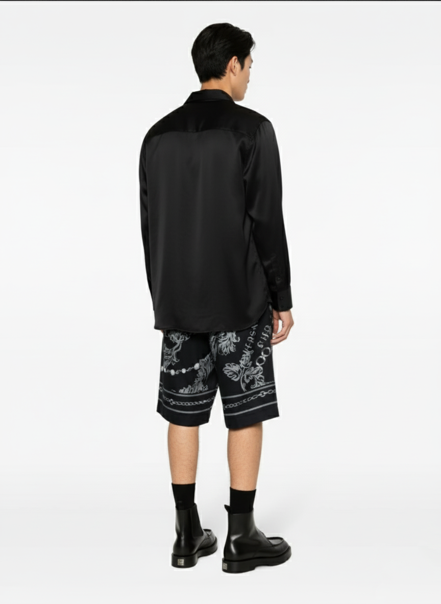 Barocco-print drop-crotch shorts