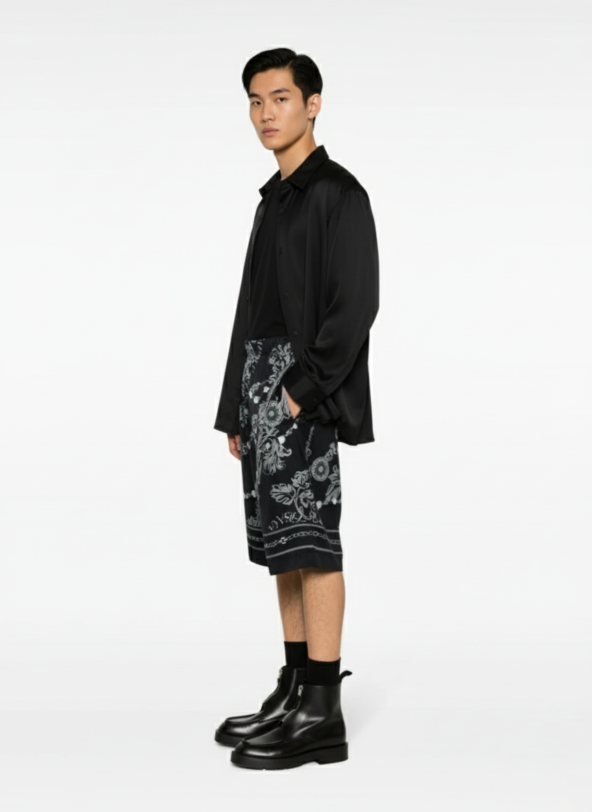 Barocco-print drop-crotch shorts