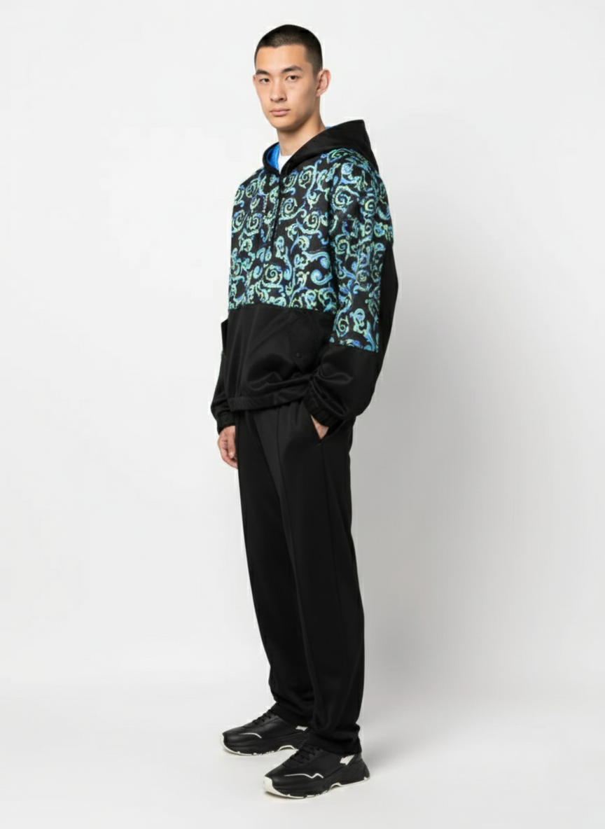 Baroque-Pattern Hooded Jacket