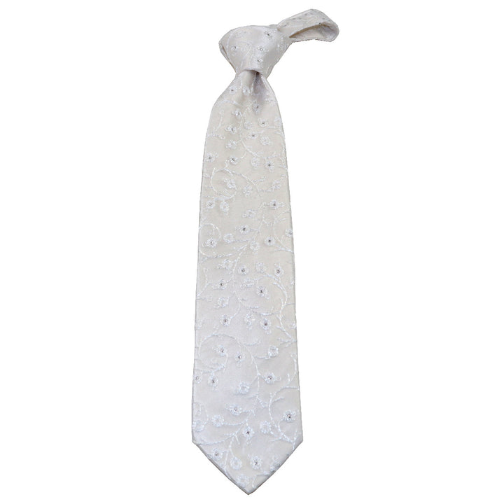 White silk and White lace necktie