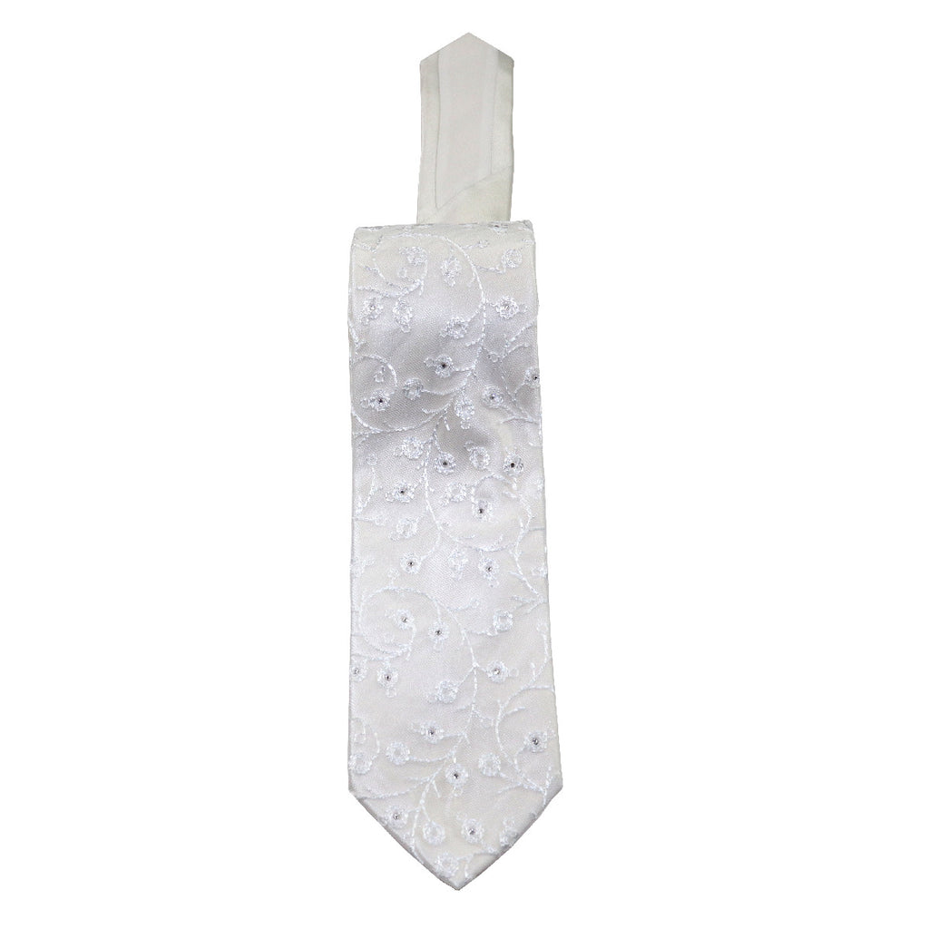 White silk and White lace necktie