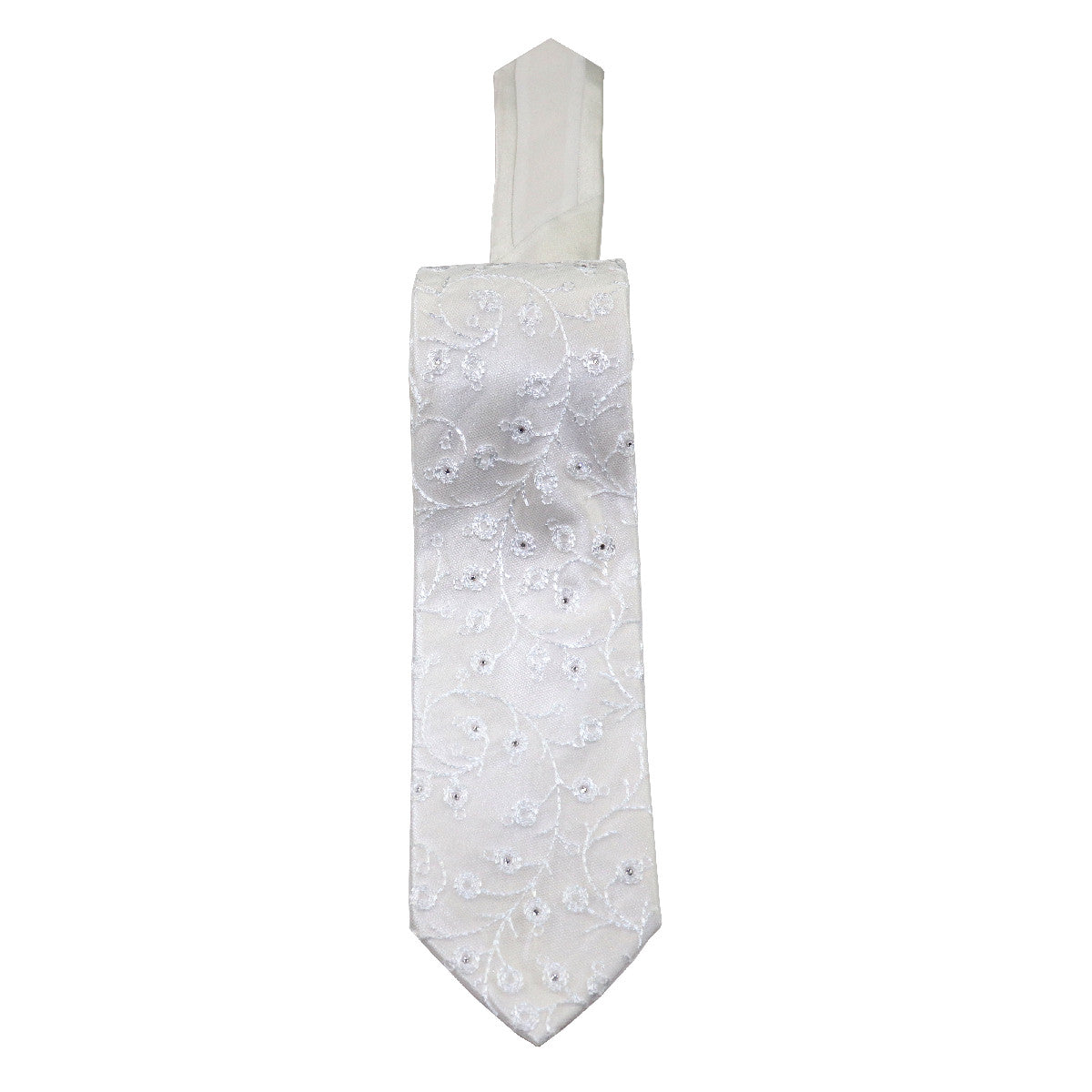 White silk and White lace necktie