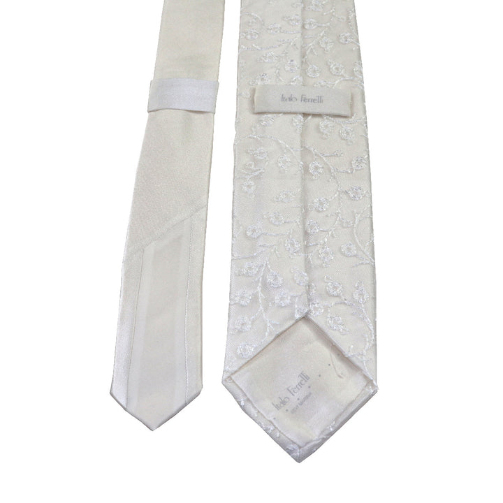 White silk and White lace necktie
