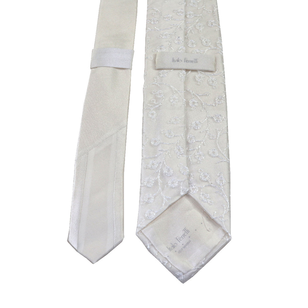 White silk and White lace necktie