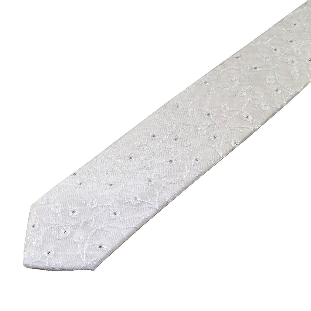 White silk and White lace necktie