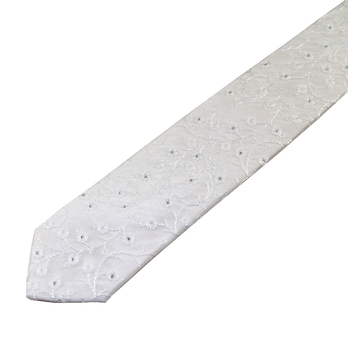 White silk and White lace necktie