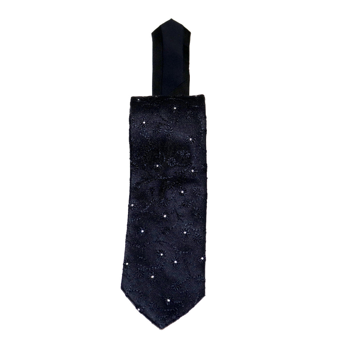 Black silk and Black lace necktie