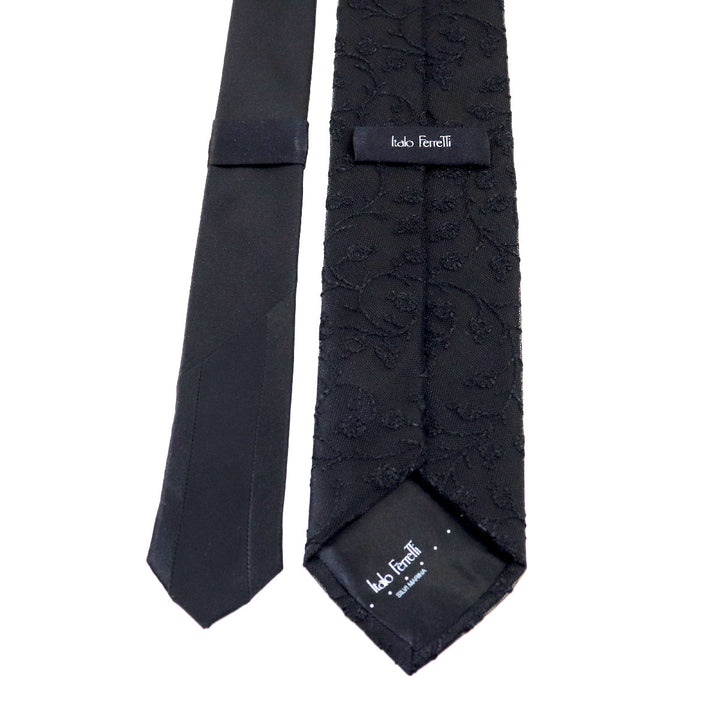 Black silk and Black lace necktie