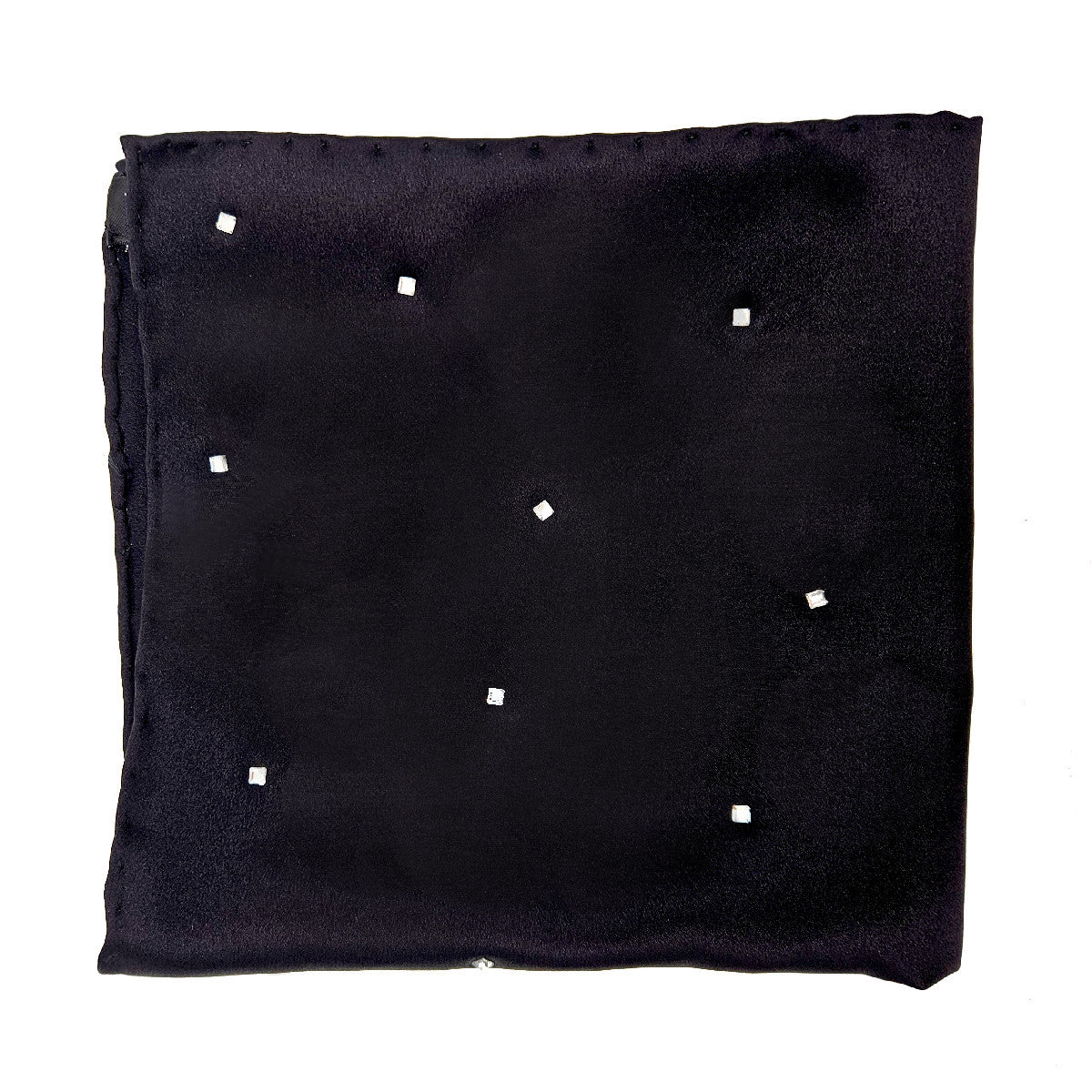 Silk pocket square with white Swarovski crystals