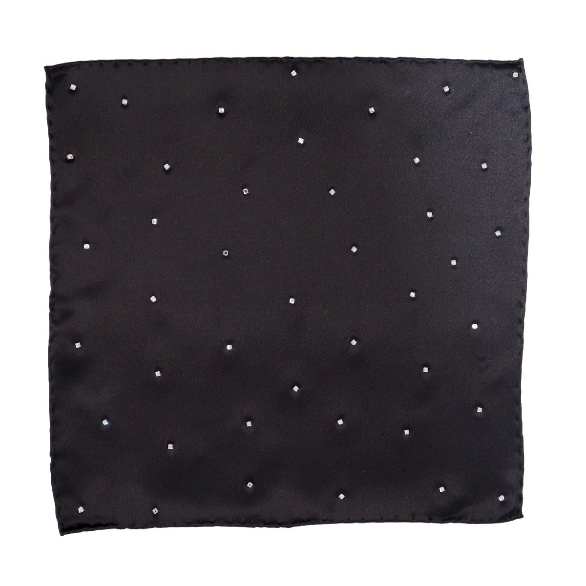 Silk pocket square with white Swarovski crystals