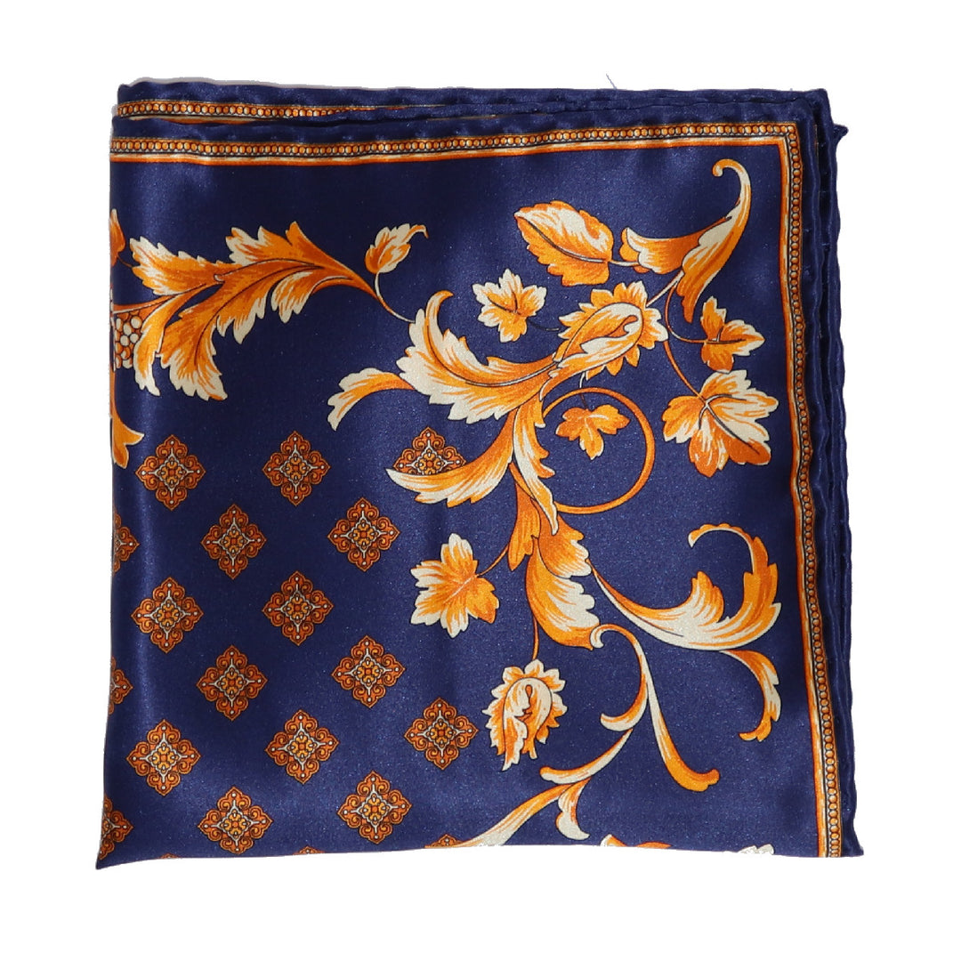 Silk Pocket Square with Geometric and Floral pattern