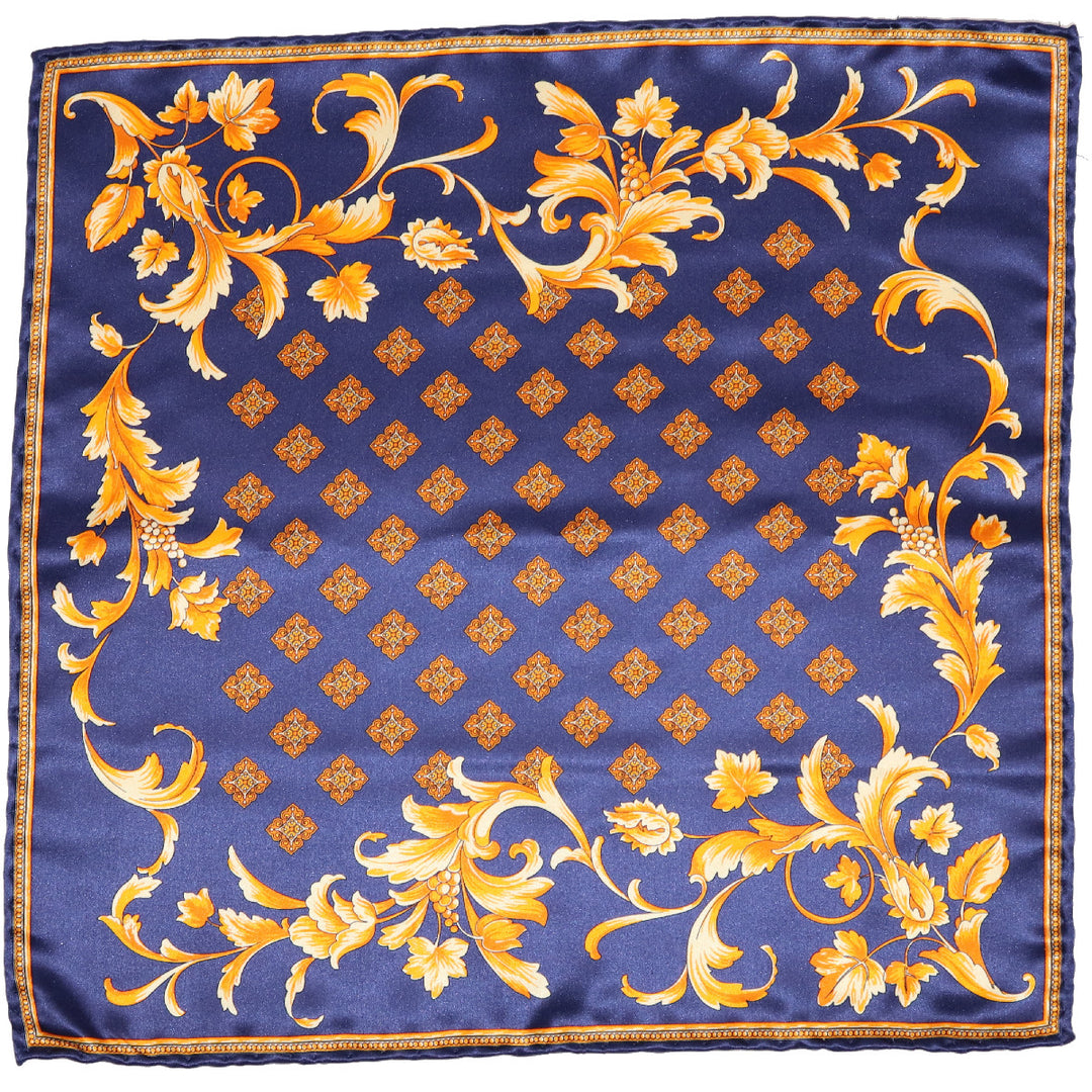 Silk Pocket Square with Geometric and Floral pattern