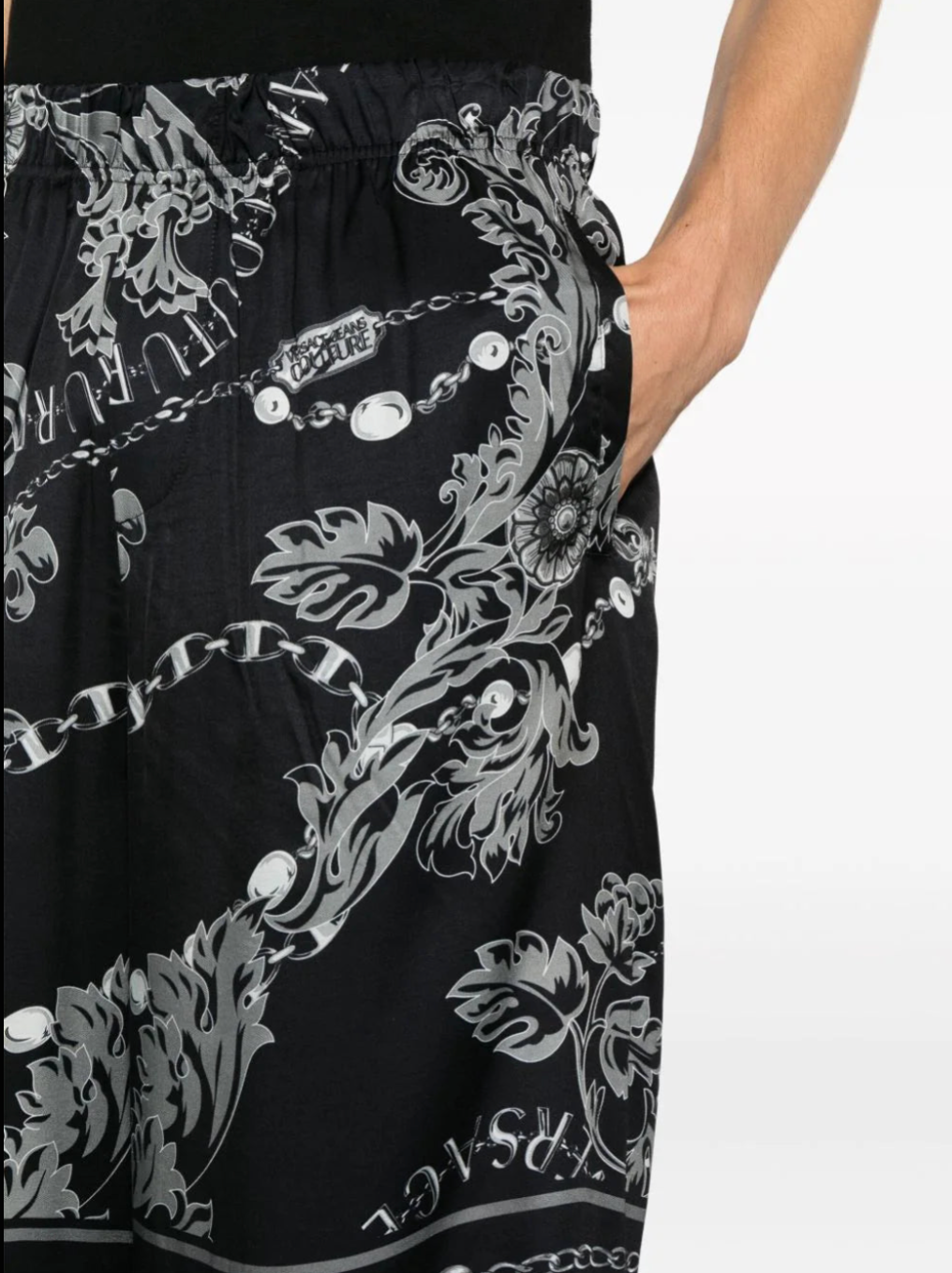 Barocco-print drop-crotch shorts