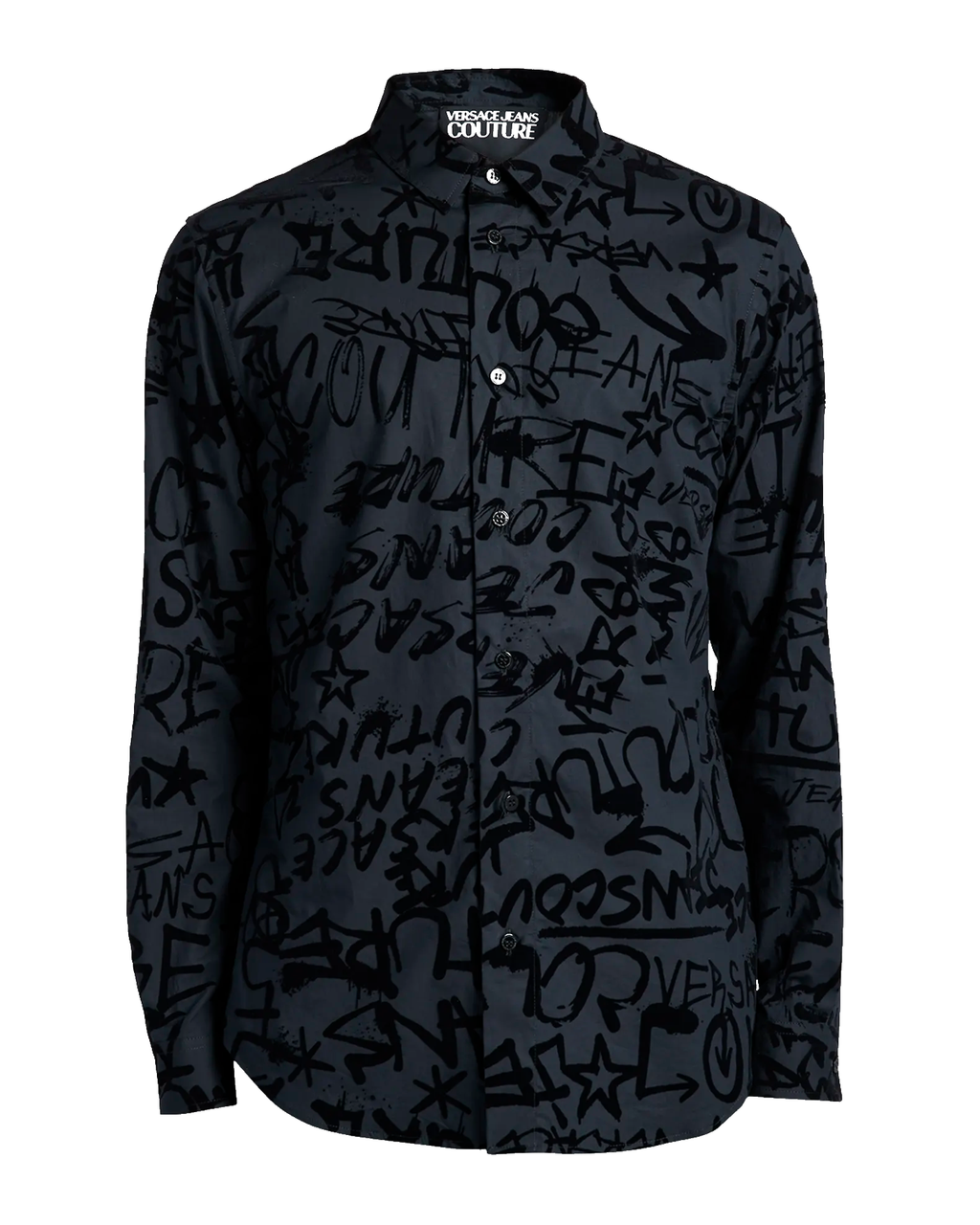 Flocked Graffiti Logo Button-Down Shirt
